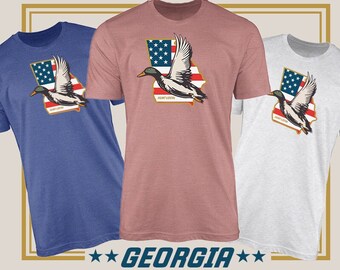 Georgia - USA Duck Hunting Shirt, American Patriotic Waterfowl, Men's, Women's Hunting TShirt, Duck Hunter Apparel, Gifts for Duck Hunters,