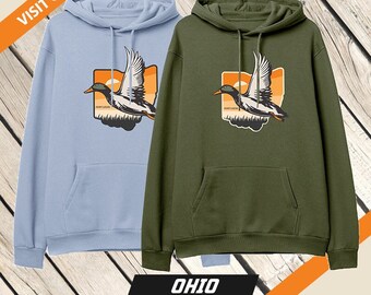 Ohio - Sunset Duck Hunting Hoodie, Waterfowl Hunt Sweatshirt, Men's, Women's, Duck Hunter Sweater, Gifts for Duck Hunters, Gifts for Dad