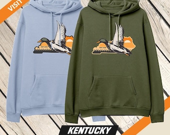 Kentucky - Sunset Duck Hunting Hoodie, Waterfowl Hunt Sweatshirt, Men's, Women's, Duck Hunter Sweater, Gifts for Duck Hunters, Gifts for Dad