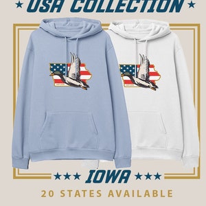 Iowa - USA Duck Hunting Hoodie, American Waterfowl Sweater, Men&#39;s, Women&#39;s, Hunting Sweatshirt Apparel, Gifts for Duck Hunters,