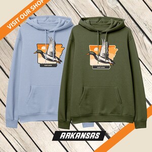 Arkansas - Sunset Duck Hunting Hoodie, Waterfowl Hunt Sweatshirt, Men&#39;s, Women&#39;s, Duck Hunter Sweater, Gifts for Duck Hunters, Gifts for Dad