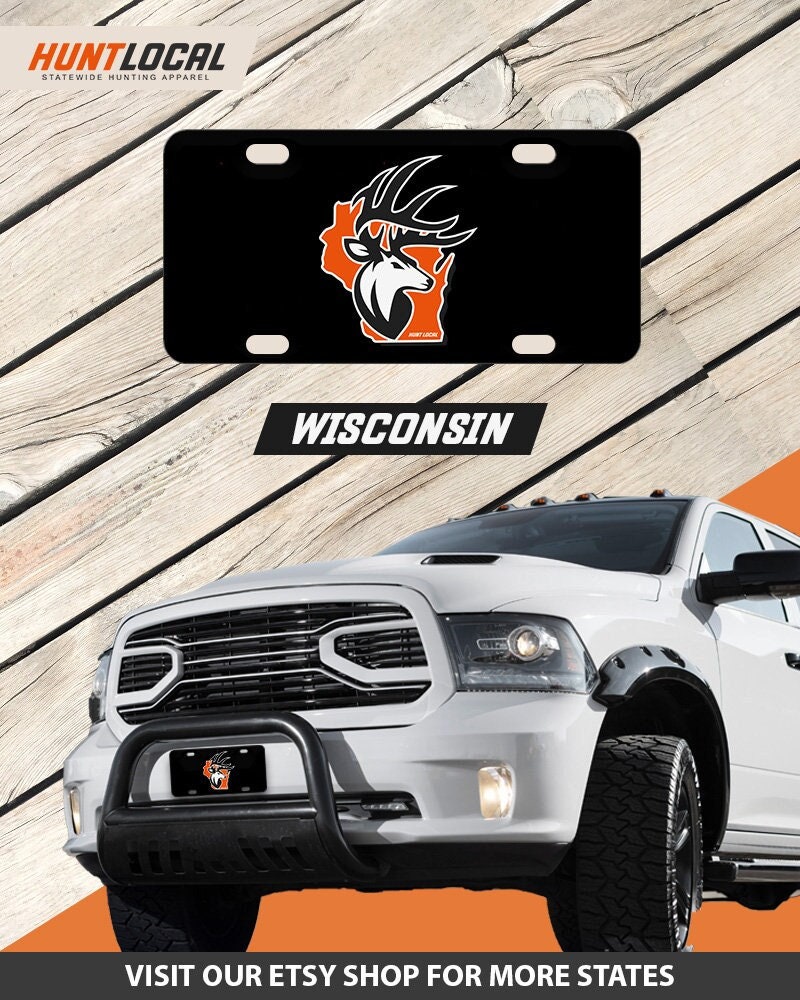 Wisconsin Deer Hunting License Plate Whitetail Hunting Etsy