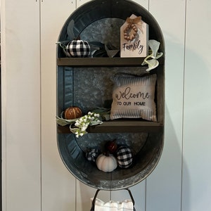 Vintage-Inspired Galvanized Tub Shelf with Customizable Color Shelves