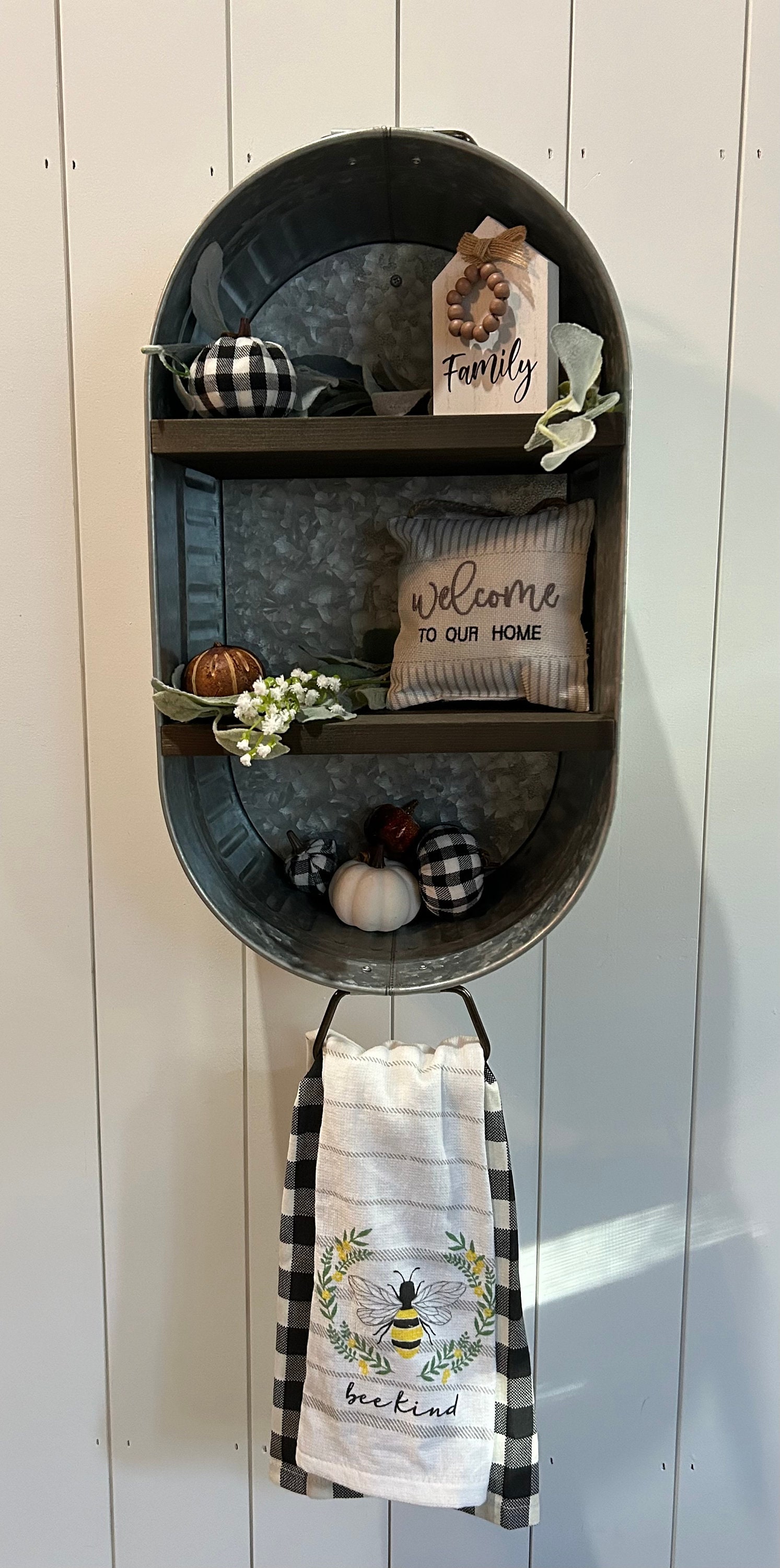 Vintageinspired Galvanized Tub Shelf With Customizable Color Shelves