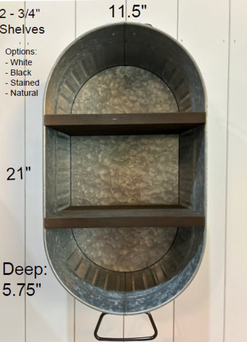 Vintageinspired Galvanized Tub Shelf With Customizable Color Shelves