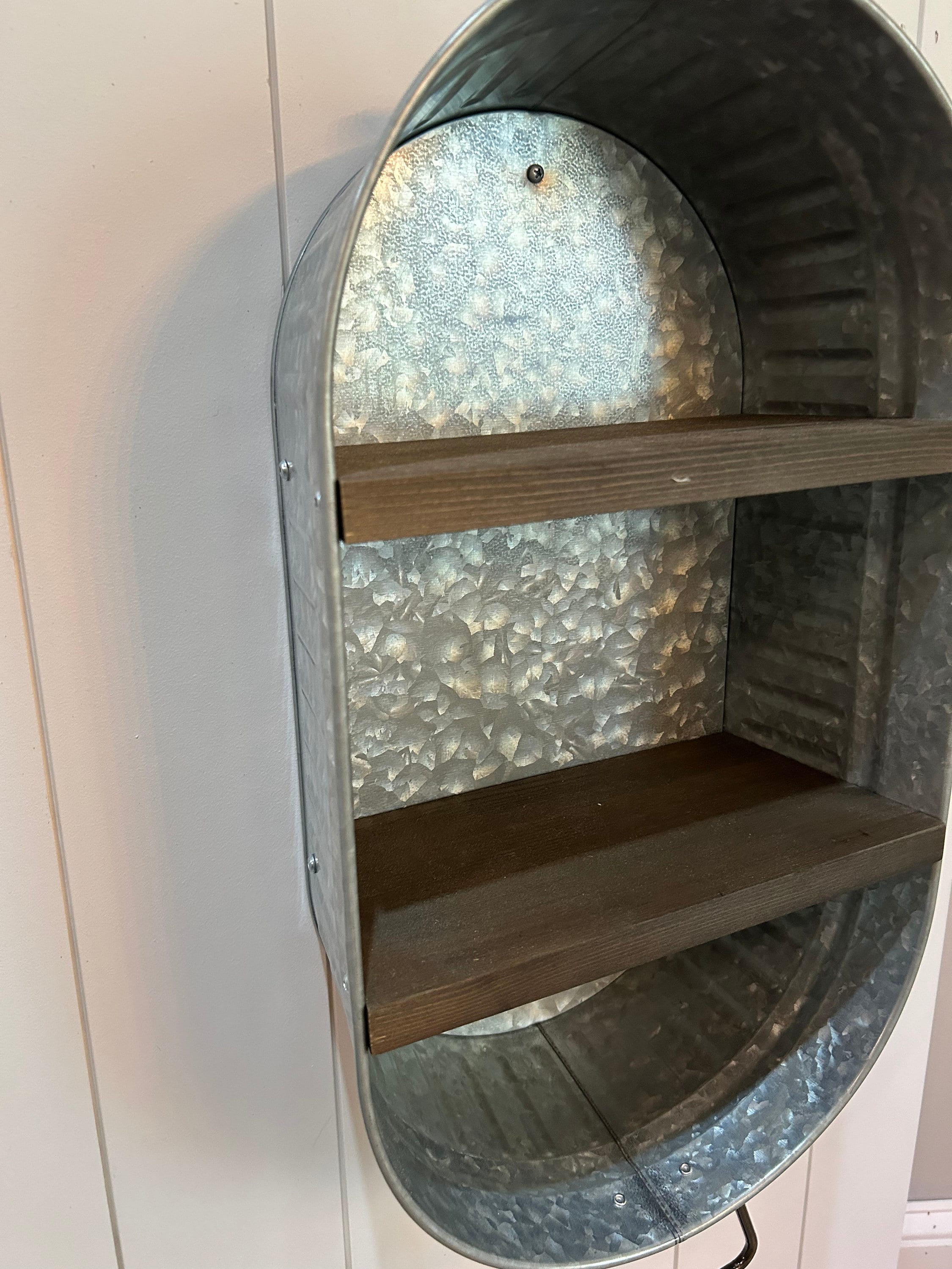 Vintageinspired Galvanized Tub Shelf With Customizable Color Shelves