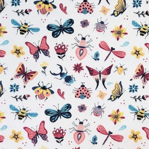 Franela súper acogedora con insectos intrincados, 100 % algodón, con insectos, mariquitas, escarabajos, mariposas, libélulas, abejas y dibujos animados.