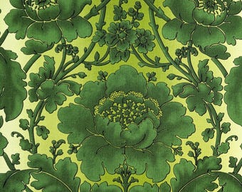 Garden Damask Quilting Cotton: Emerald Green Sateen Look