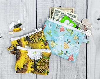 Petite pochette en tissu à fermeture éclair, organiseur de sac à main, pochette pour médicaments et vitamines, pochette pour cartes-cadeaux, monnaie et porte-cartes