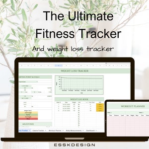 Weight Loss & Fitness Tracker,Planner, Digital Meal Planner, Workout, Macro + Calories, Activity Log, Google Sheets Calorie Tracker