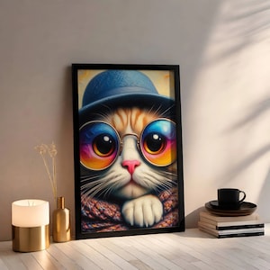 Fun Cat Prints, Room Decor, Cat Art, Set of 2 Art Prints, Watercolor Cat Posters, Cute Cat Prints, Oil Prints