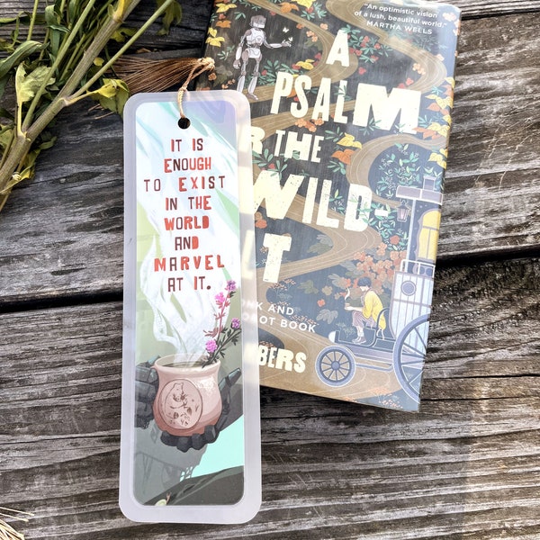 A Psalm for the Wild-Built Bookmark with Tassel, Book Accessory, Bookish Gift, Handmade Laminated Cardstock Paper Tracker