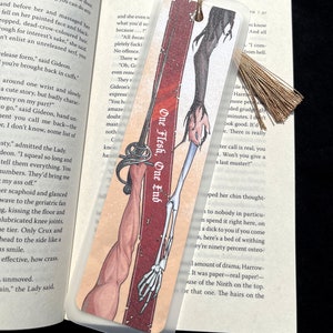 One Flesh One End, The Locked Tomb Series Bookmark with Tassel, Gideon the Ninth Book Accessory, Handmade Cardstock Fan Art Paper Tracker