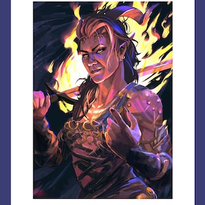 Karlach Baldurs Gate 3 Fanart Print, Dungeons and Dragons Fan Art, Fantasy Gamer Gift, High Fantasy Fanart TTRPG Video Game Art