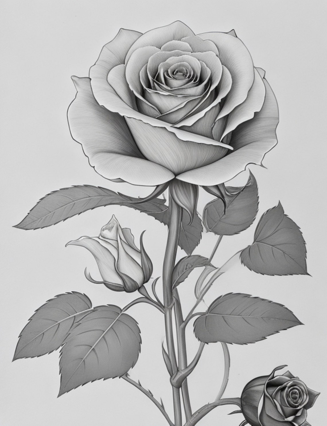 Coloring Page /rose Flower Coloring Page / Printable Coloring Page for ...