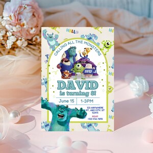 Monsters Inc Birthday Invitation, Monsters Inc Editable Kids Invitation, Monsters Inc Kids Party, Digital Kids Invitation Template image 8