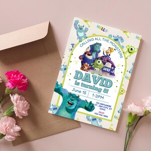 Monsters Inc Birthday Invitation, Monsters Inc Editable Kids Invitation, Monsters Inc Kids Party, Digital Kids Invitation Template image 6
