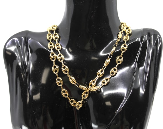 18K Yellow Gold 7.75mm Wide "Gucci" Link Chain Ne… - image 1