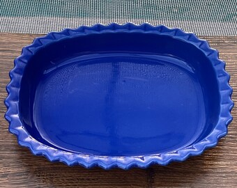 Chantal Cobalt Blue Scalloped Fluted Edge Baking Dish 93 - OVR 24