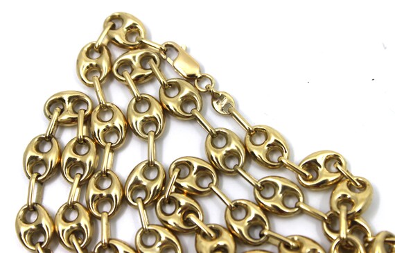 18K Yellow Gold 7.75mm Wide "Gucci" Link Chain Ne… - image 9