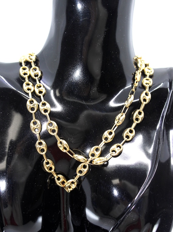 18K Yellow Gold 7.75mm Wide "Gucci" Link Chain Ne… - image 2