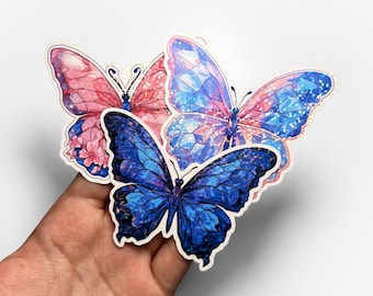 Ensemble d'autocollants holographiques papillon autocollant esthétique autocollant vinyle imperméable