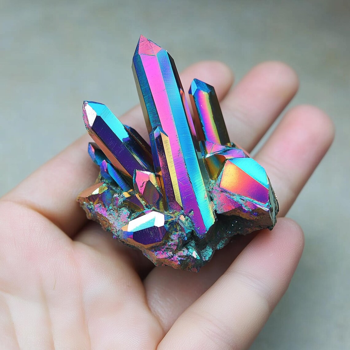 Pure Titanium Rocks Natural Titanium Rainbow Cluster Quartz VUG Cluster Crystal Raw Rock ...