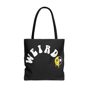 Melting Smiley Face Emoji Weirdo Tote Bag - 90 Retro Aesthetic - Witchy Style - Halloween Tote