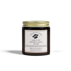 Doula Graduation Candle - Lustiges Geschenk Neue CD (DONA), Kokosnuss-Apricot-Wachs, zertifizierte Doula Grad-Feier, CD-Programm-Graduat