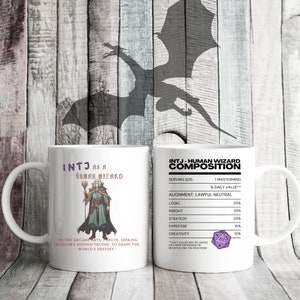 INTJ Myers Briggs MBTI Dungeons and Dragons Human Wizard Inspired Character Mug Mash up Personalities Archetypes Combined! D&D