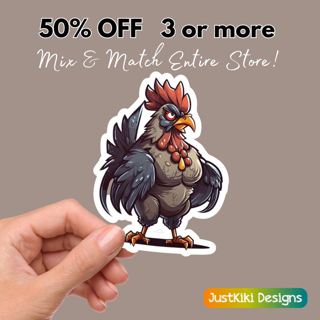 Vintage Rooster Sticker, Rooster Laptop Sticker, Chicken Farmer Water ...