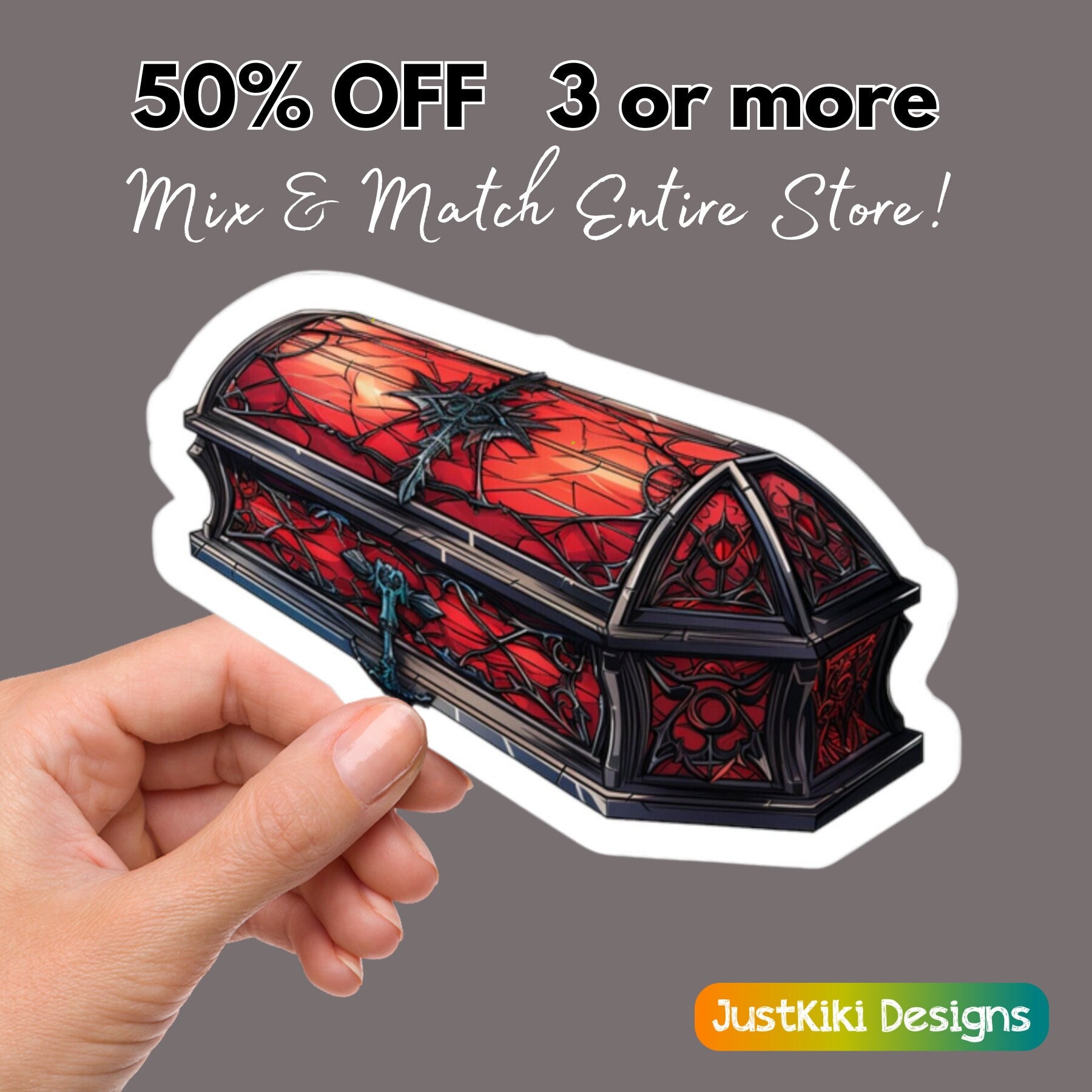Coffing Sticker Gothic Coffin Sticker: Waterproof Goth Halloween Decal - Etsy