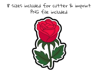 Leaf Flower Rose Birthday Digital File Cookie Cutter Imprint STL File Instant Download, STL Cookie Cutter File, Fondant Cutter Imprint file
