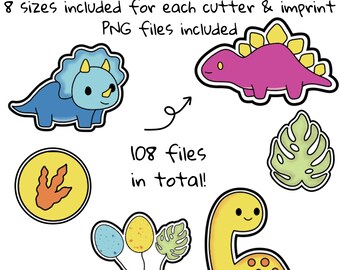 Dinosaurus Cookie Cutter Set STL Dino Leaf Digital Birthday Jungle Baloons Cookie Cutter STL File Instant Download STL Cookie Cutter File