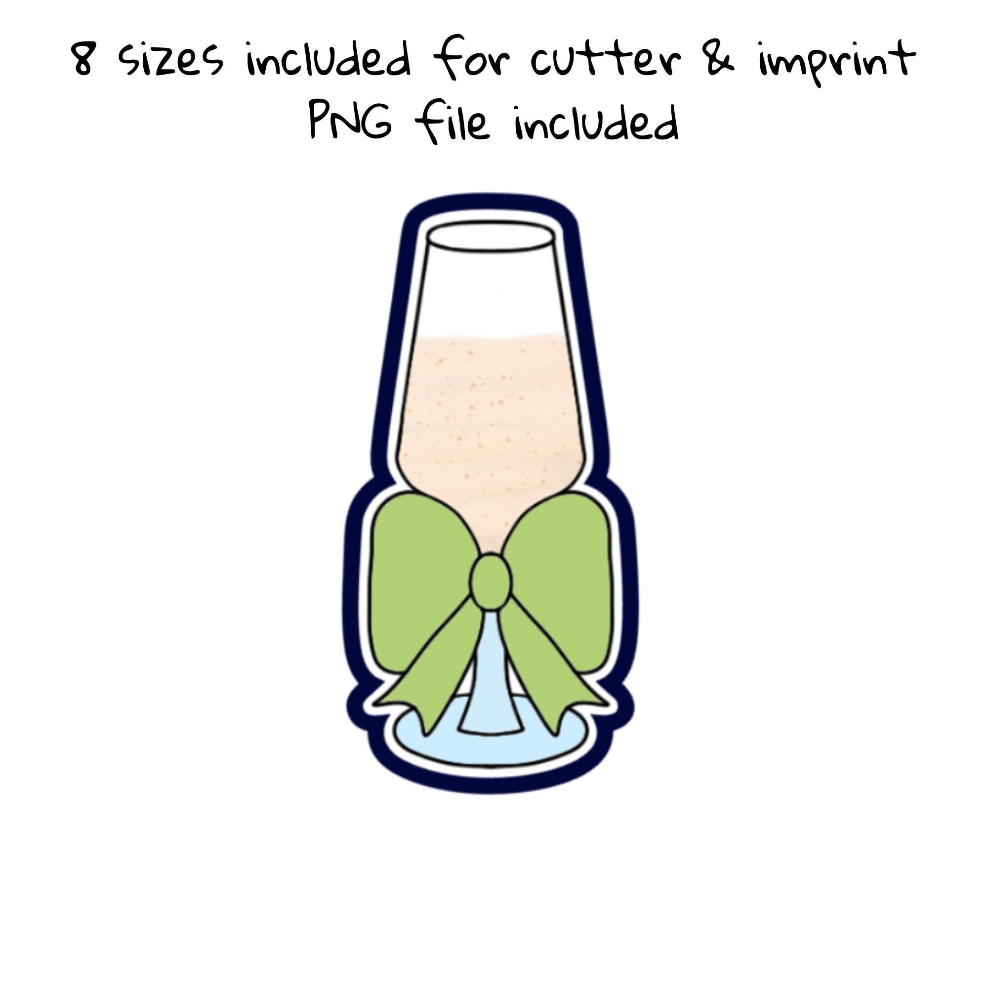 Champagne glass wedding birthday celebration Digital File Cookie Cutter Imprint STL Instant Download, STL Cookie Cutter File Imprint file