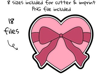 Valentines Birthday Baloons Bow Heart Hearts Digital File Cookie Cutter Imprint STL File Instant Download, STL Cookie Cutter File Imprint