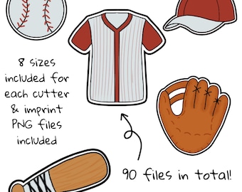 Baseball Birthday Set Ball Cap Hat Bat Glove Jersey Digital File Cookie Cutter STL File Instant Download STL Cookie Cutter File