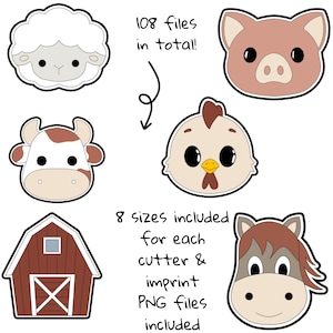 Farm animals cookie cutter set: cow, pig, horse, chicken, ship, barn STL Files (Digital Download)