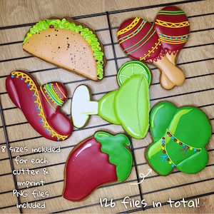 Sombrero Cactus Margarita Cinco de Mayo viering set Cookie Cutter STL digitaal bestand Cookie Cutter STL-bestand direct downloaden STL Cutter