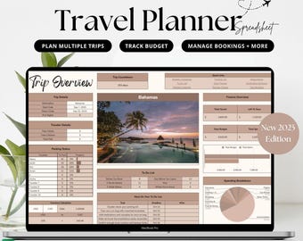 Travel Planner Google Sheets, Digital Travel Organizer, Travel Tracker, Google Sheet Vacation Planner, Travel Itinerary Planner