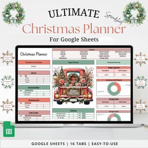 Kerstcadeautracker, spreadsheet kerstbudget, kerstkaarttracker, boodschappenlijstje voor de feestdagen, kerstwensenlijst