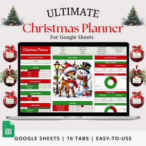 Weihnachtsgeschenk-Tracker, Weihnachtsbudget Tabelle, Weihnachtskarte Tracker, Feiertags-Einkaufsliste, Weihnachtswunschliste
