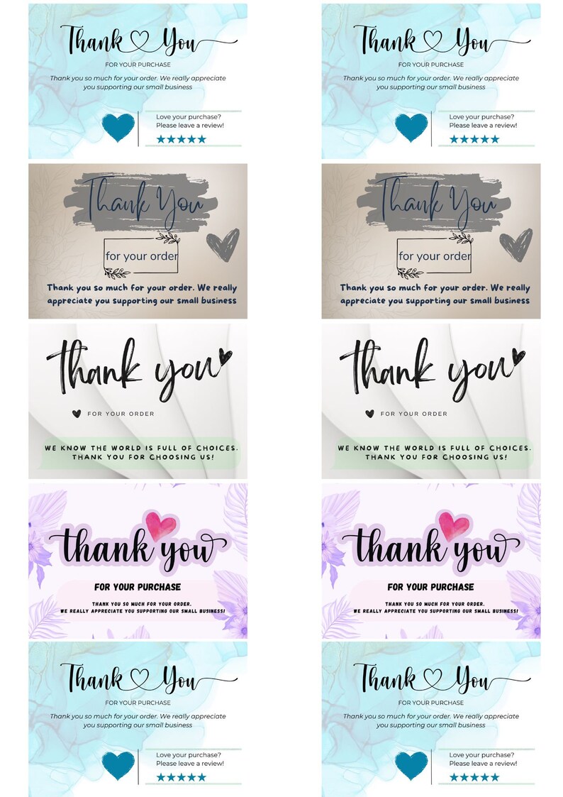Thank You Card for Small Business,editable&printable Thank You Card