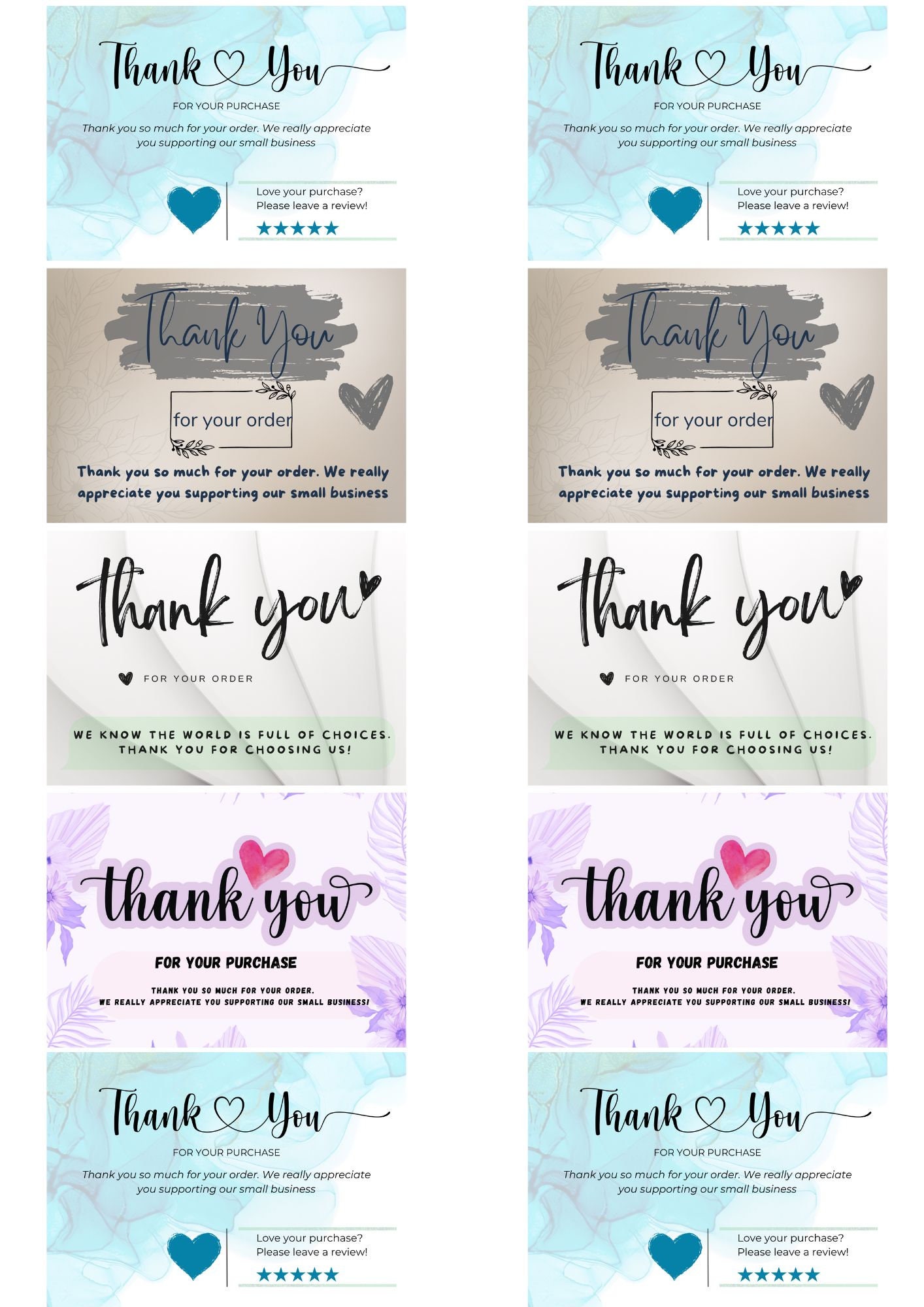 Thank You Card for Small Business,editable&amp;printable Thank You Card ...