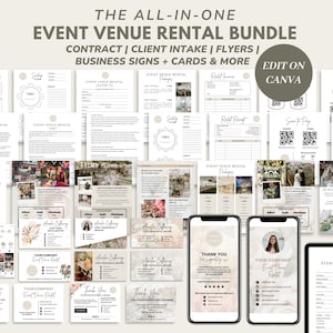 Event Venue Rental Service Contract/Agreement Bundle, Editable Event Center Contract Template, Wedding Venue Intake Form and Invoice, CANVA