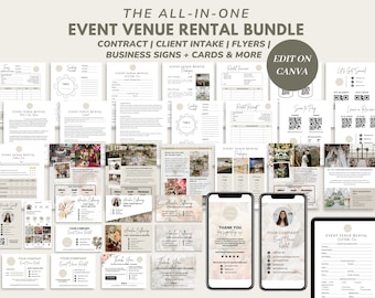 Event Venue Rental Service Contract/Agreement Bundle, Editable Event Center Contract Template, Wedding Venue Intake Form and Invoice, CANVA