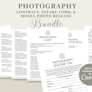 Photography Services Contract Agreement Template, Photography Client Intake Form, Photographer Forms, Business Invoice, CANVA