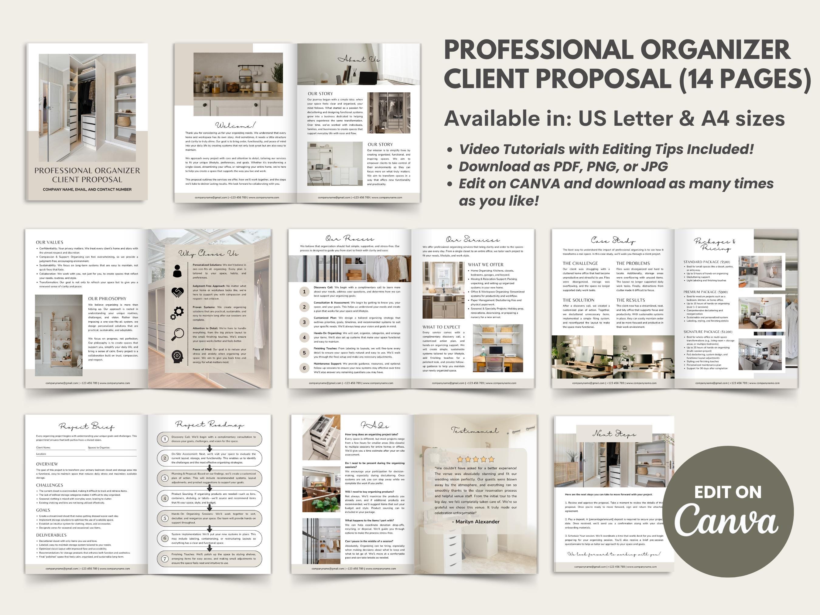 Professional Organizer Service Contract/agreement, Editable Freelance ...