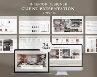 Interior Design Presentation Template, Canva Client Project Proposal Presentation, Editable E-Design Interior Designer Moodboard