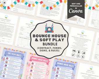 Bounce House & Soft Play Rental Contract Agreement Template, Rules, Business Signs, Inflatables Liability Waiver, Invoice, Quotation, CANVA